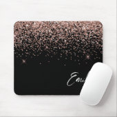 Black Girl Rose Gold Blush Pink Glitzer Monogram Mousepad (Mit Mouse)