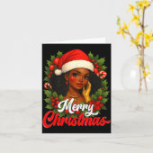 Black Girl Santa Hat Merry Christmas Pajama Africa Karte (Gelbe Blume)