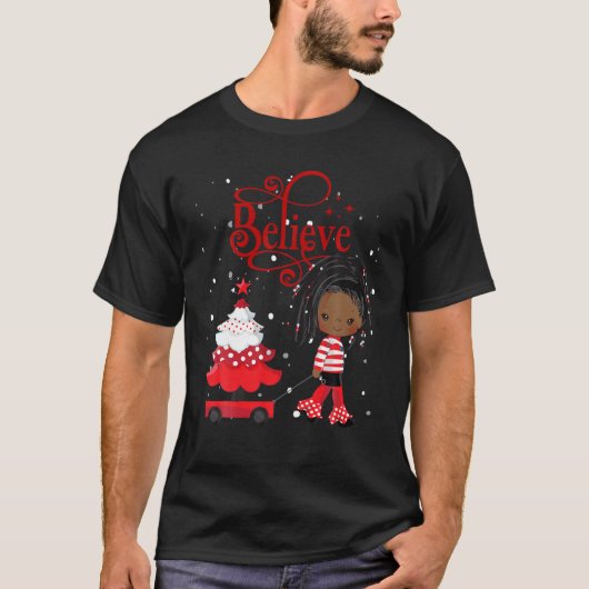 Black Girl Santa Holiday Afrikanisch-Christma T-Shirt (Vorderseite)