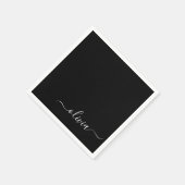 Black Girl Script Monogram Name Modern Serviette (Ecke)