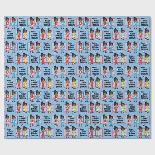 Black Girl Soccer Geburtstag Personalisiert Geschenkpapier (Flach)