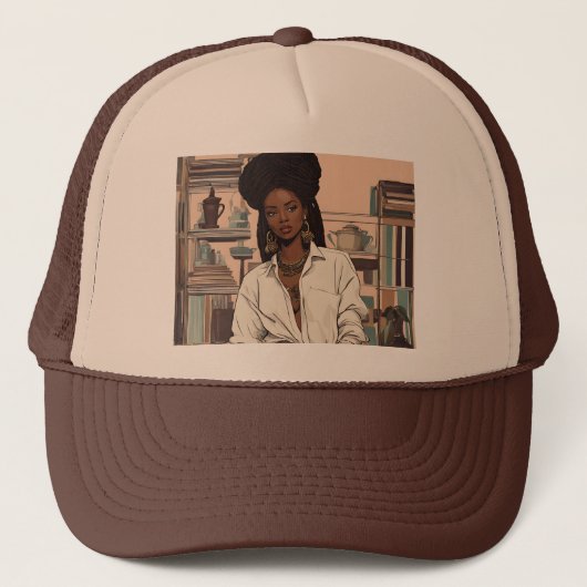 Black Girl Trucker Hat Truckerkappe (Vorderseite)