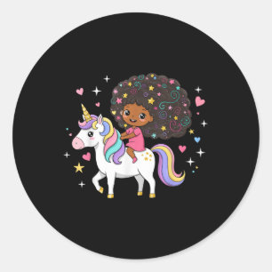 Black Girl Unicorn Afrikanische Schwarze Geschicht Runder Aufkleber