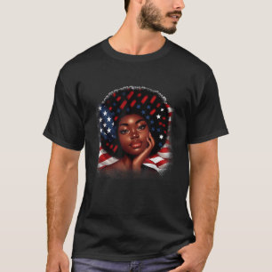 Black Girl US Flag Melanin Afro 4. Juli Afrika T-Shirt