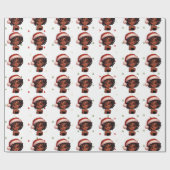 Black Girl Weihnachtswrapping Paper Geschenkpapier (Flach)