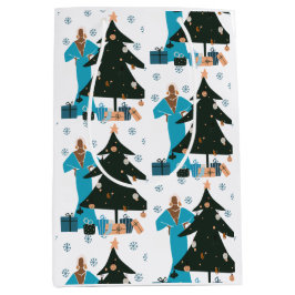 Black Girl White Hair Weihnachtsgeschenk Tasche Mittlere Geschenktüte