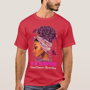 Black Girl Women I'm A Survivor Breast Cancer Awar T-Shirt