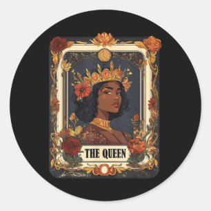 Black Girl Women The Queen Tarot Card Black Histor Runder Aufkleber
