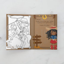 Black Girls Cowgirl Coloring Page Happy Birthday