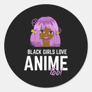 Black Girls Liebe Anime zu Afroamerikaner Runder Aufkleber