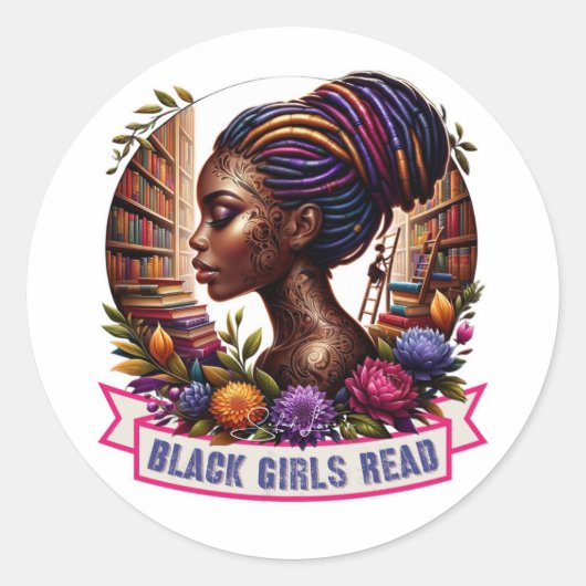 Black Girls Read-Logo-Sticker - Afrozentrisches Vi Runder Aufkleber (Vorderseite)