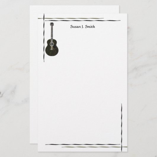 Black Gitarre Design Briefpapier (Vorne/Hinten)