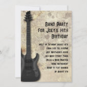 Black Gitarre Teenager Geburtstagsparty Einladung (Vorderseite)