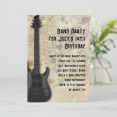 Black Gitarre Teenager Geburtstagsparty Einladung (Stehend Vorderseite)