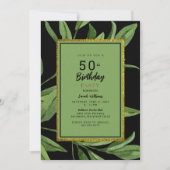 Black Glam 50. Geburtstagsparty Einladung (Vorderseite)