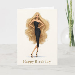 Black Glam Birthday Card for Fashion Lovers Karte