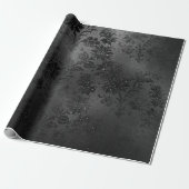 Black Glam Floral Lace Metallic Funkelnd Delikat Geschenkpapier (Ungerollt)
