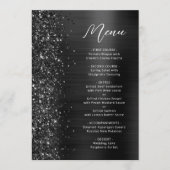 Black Glam Glitter Script Wedding Menükarte (Vorderseite)