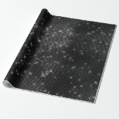 Black Glam Glitzer Stars Funkelnd Minimalsequenz Geschenkpapier (Ungerollt)