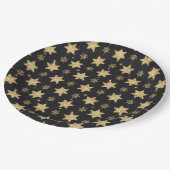 Black Glam Glitzer Stars Pappteller (Schrägansicht)