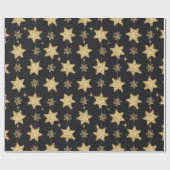 Black Glam Glitzer Stars Pattern Geschenkpapier (Flach)