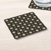 Black Glam Glitzer Stars Pattern Rechteckiger Pappuntersetzer (angewinkelt)