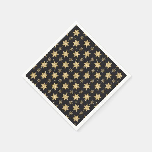 Black Glam Glitzer Stars Serviette (Ecke)