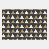 Black Glam Glitzer Trio Geschenkpapier Set (Vorderseite 2)