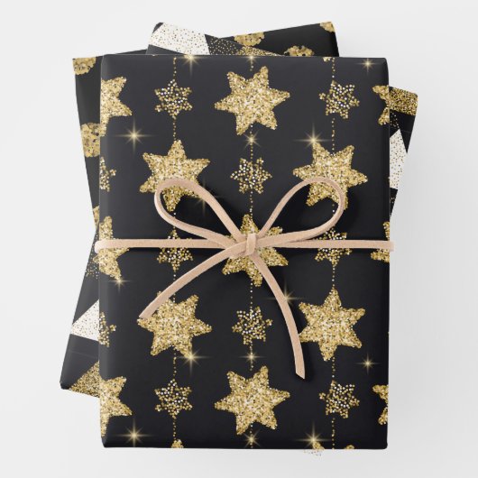 Black Glam Glitzer Trio Geschenkpapier Set (Beispiel)