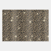 Black Glam Gold Glitzer Leopard Geschenkpapier Set (Vorderseite 3)