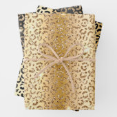 Black Glam Gold Glitzer Leopard Geschenkpapier Set (Beispiel)