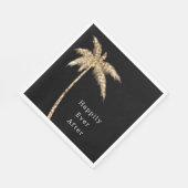 Black Glam Gold Glitzer Palm Tree Serviette (Ecke)