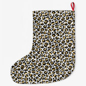 Black Glam Gold Leopard Print Großer Weihnachtsstrumpf (Rückseite)