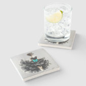 Black Glam Gown, Tiff Blue Bow & Shades Steinuntersetzer (Seitenansicht)