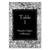 Black Glam Silver Glitzer Tischnummer (Vorderseite)