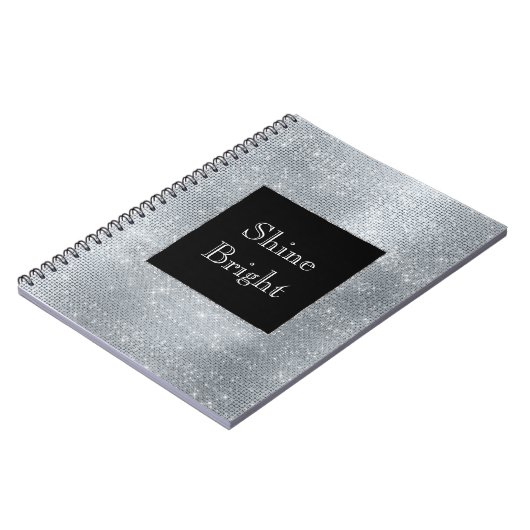 Black Glam Silver Glitzy Sparkle Notizblock (Linke Seite)