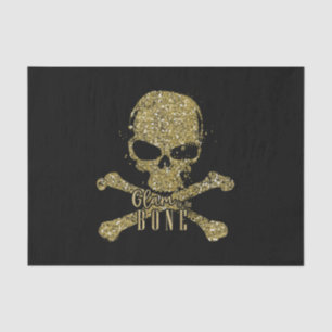 Black Glam to the Bone Gold Glitter Totenkopf Seidenpapier