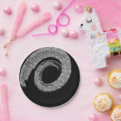 Black Glam VIP Silver Spiral Glitzer Grau Pappteller (Party)