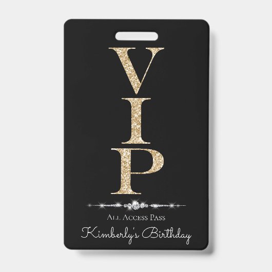 Black Glamorous Diamonds Gold Glitter VIP Loyalty Ausweis (Vorderseite)