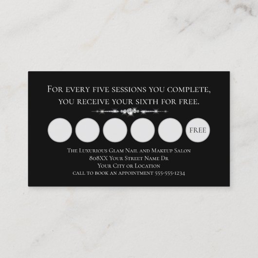 Black Glamour Diamonds Gold Glitzer VIP Loyalität Visitenkarte (Rückseite)