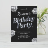 Black Glamour Disco Geburtstagsparty Einladung (Stehend Vorderseite)