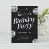 Black Glamour Disco Geburtstagsparty Einladung (Stehend Vorderseite)