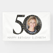 Black Glitter 50 & Fabulous Foto Banner (Horizontal)