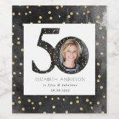 Black Glitter 50 & Fabulous Foto Weinetikett (Einzelnes Label)