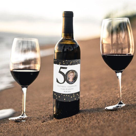 Black Glitter 50 & Fabulous Foto Weinetikett