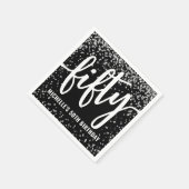 Black Glitter 50th Birthday Serviette (Ecke)