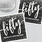 Black Glitter 50th Birthday Serviette