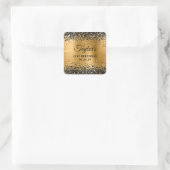 Black Glitter Gold Foil 21st Birthday Quadratischer Aufkleber (Tasche)