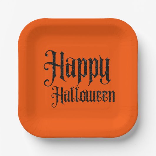Black Glitter Happy Halloween Paper Plate Pappteller (Vorderseite)