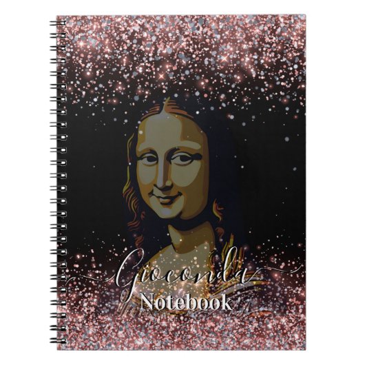  Black Glitter Leonardo Da Vinci Gioconda Notizblock (Vorderseite)